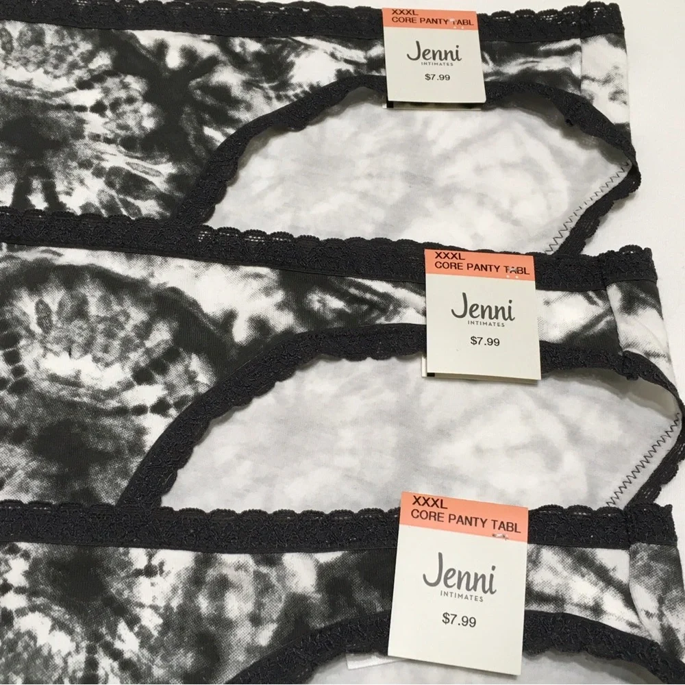 3- Jenni Intimates Women's XXXL Tie Dye Black Underwear Bikini Panty